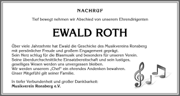 Traueranzeige von Ewald Roth von Allgäuer Zeitung, Marktoberdorf