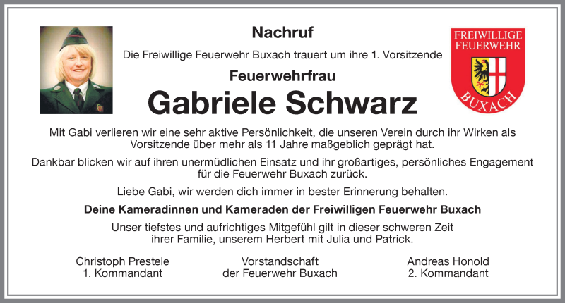  Traueranzeige für Gabriele Schwarz vom 24.03.2020 aus Memminger Zeitung