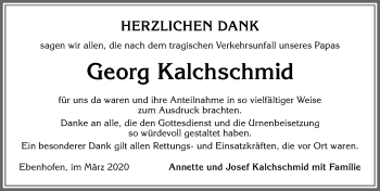 Traueranzeige von Georg Kalchschmid von Allgäuer Zeitung, Marktoberdorf