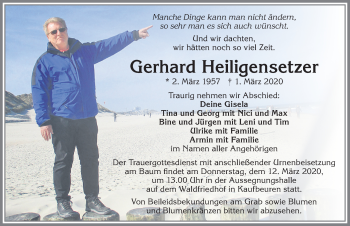 Traueranzeige von Gerhard Heiligensetzer von Allgäuer Zeitung, Kaufbeuren/Buchloe