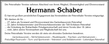Traueranzeige von Hermann Schaber von Allgäuer Zeitung