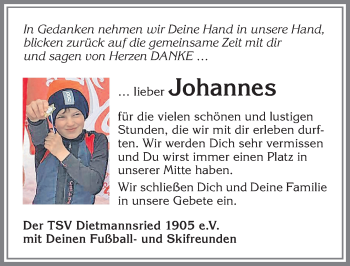 Traueranzeige von Johannes  von Allgäuer Zeitung,Kempten
