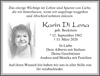 Traueranzeige von Karin Di Lena von Allgäuer Zeitung, Füssen