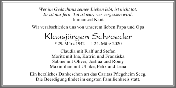 Traueranzeige von Klausjürgen Schroeder von Allgäuer Zeitung, Füssen
