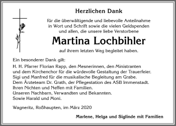 Traueranzeige von Martina Lochbihler von Allgäuer Anzeigeblatt