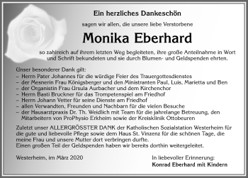 Traueranzeige von Monika Eberhard von Memminger Zeitung