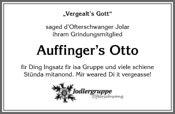 Traueranzeige von Otto Auffinger von Allgäuer Anzeigeblatt