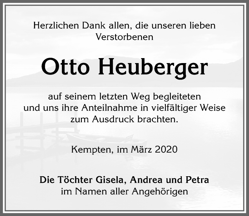  Traueranzeige für Otto Heuberger vom 06.03.2020 aus Allgäuer Zeitung,Kempten