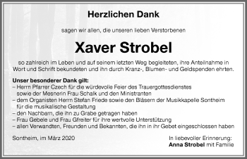 Traueranzeige von Xaver Strobel von Memminger Zeitung