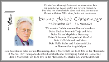 Traueranzeige von Bruno Jakob Ostermayr von Allgäuer Zeitung