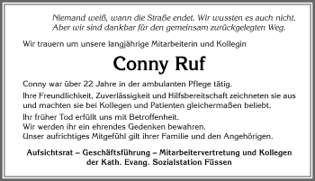 Traueranzeige von Conny Ruf von Allgäuer Zeitung, Füssen