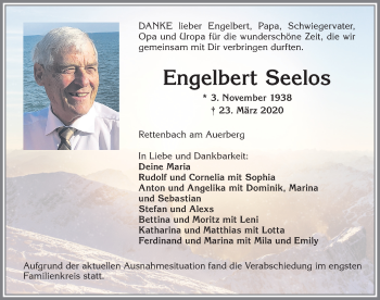 Traueranzeige von Engelbert Seelos von Allgäuer Zeitung, Marktoberdorf