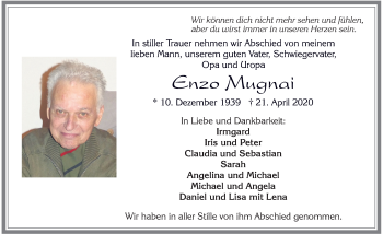 Traueranzeige von Enzo Mugnai von Allgäuer Zeitung, Füssen