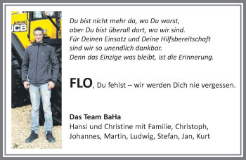 Traueranzeige von Florian Lankes von Allgäuer Zeitung, Marktoberdorf
