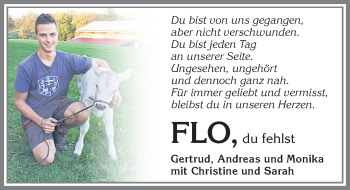 Traueranzeige von Florian Lankes von Allgäuer Zeitung, Marktoberdorf