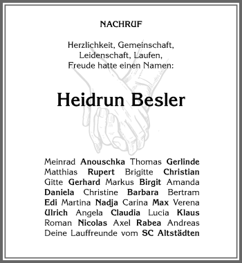 Traueranzeige von Heidrun Besler von Allgäuer Anzeigeblatt