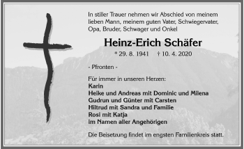 Traueranzeige von Heinz-Erich Schäfer von Allgäuer Zeitung, Füssen