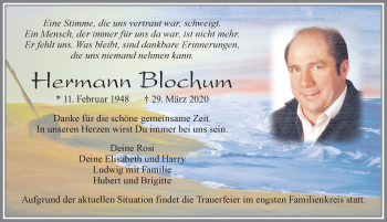Traueranzeige von Hermann Blochum von Allgäuer Zeitung, Marktoberdorf