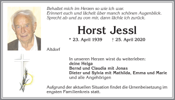 Traueranzeige von Horst Jessl von Allgäuer Zeitung, Marktoberdorf