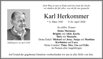 Traueranzeige von Karl Herkommer von Allgäuer Zeitung, Füssen