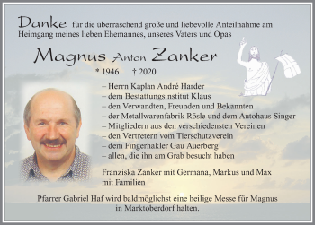 Traueranzeige von Magnus Anton Zanker von Allgäuer Zeitung, Marktoberdorf