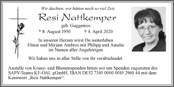 Traueranzeige von Resi Nattkemper von Allgäuer Zeitung, Füssen