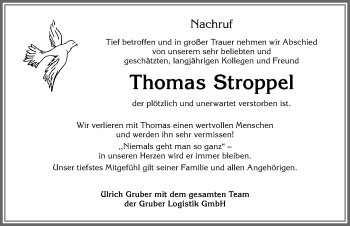 Traueranzeige von Thomas Stroppel von Allgäuer Zeitung,Kempten