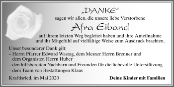 Traueranzeige von Afra Eiband von Allgäuer Zeitung, Marktoberdorf