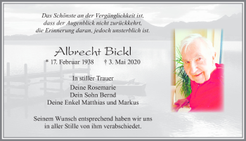 Traueranzeige von Albrecht Bickl von Allgäuer Zeitung, Füssen