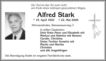 Traueranzeige von Alfred Stark von Allgäuer Zeitung