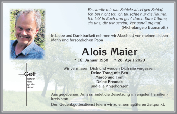 Traueranzeige von Alois Maier von Allgäuer Zeitung, Marktoberdorf