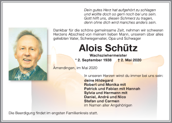 Traueranzeige von Alois Schütz von Memminger Zeitung