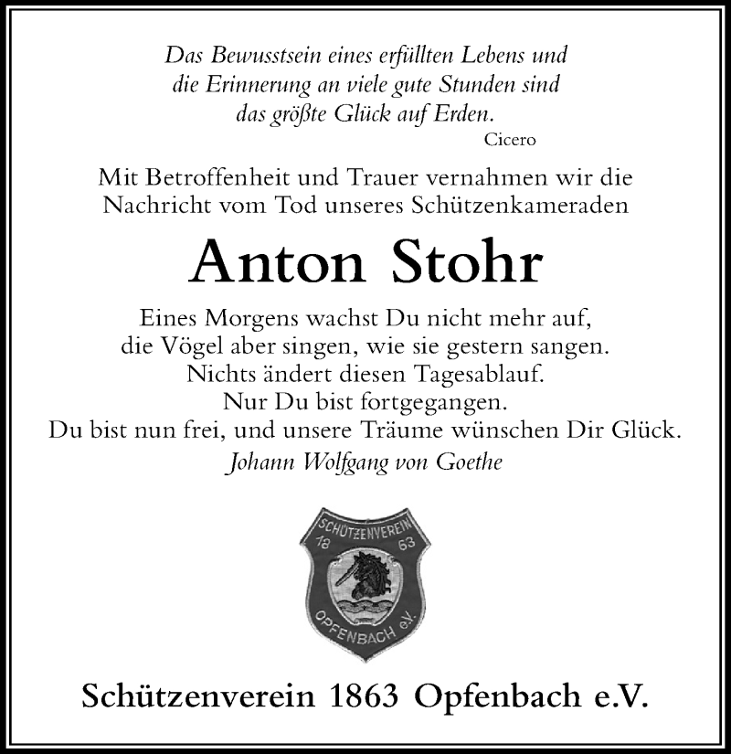 Traueranzeige für Anton Stohr vom 08.05.2020 aus Der Westallgäuer
