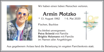 Traueranzeige von Armin Motzko von Allgäuer Zeitung