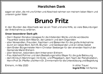 Traueranzeige von Bruno Fritz von Memminger Zeitung