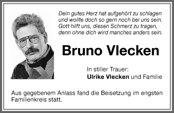 Traueranzeige von Bruno Vlecken von Memminger Zeitung