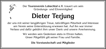 Traueranzeige von Dieter Terjung von Allgäuer Zeitung, Marktoberdorf