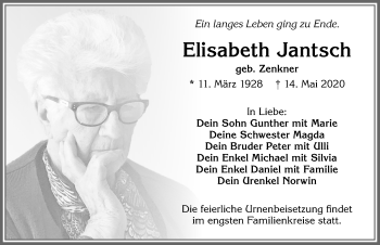 Traueranzeige von Elisabeth Jantsch von Allgäuer Zeitung, Kaufbeuren/Buchloe