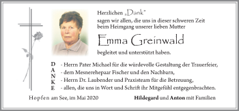 Traueranzeige von Emma Greinwald von Allgäuer Zeitung, Füssen