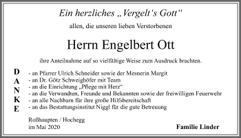 Traueranzeige von Engelbert Ott von Allgäuer Zeitung, Füssen