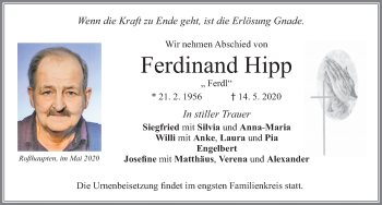 Traueranzeige von Ferdinand Hipp von Allgäuer Zeitung, Füssen