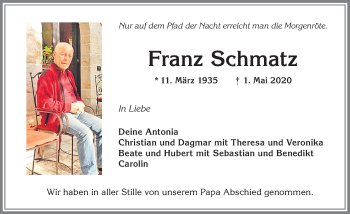 Traueranzeige von Franz Schmatz von Allgäuer Zeitung, Kaufbeuren/Buchloe