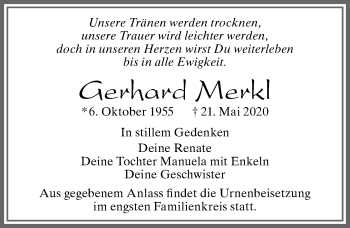 Traueranzeige von Gerhard Merkl von Allgäuer Zeitung, Marktoberdorf