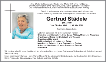 Traueranzeige von Gertrud Städele von Memminger Zeitung