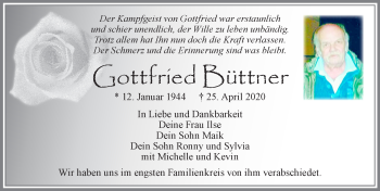 Traueranzeige von Gottfried Büttner von Allgäuer Zeitung, Füssen