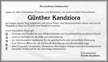 Traueranzeige von Günther Kandziora von Allgäuer Zeitung, Marktoberdorf
