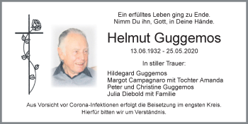 Traueranzeige von Helmut Guggemos von Allgäuer Zeitung, Füssen