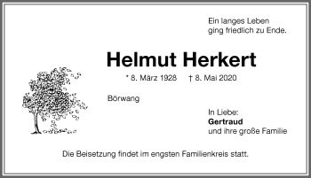 Traueranzeige von Helmut Herkert von Allgäuer Zeitung,Kempten