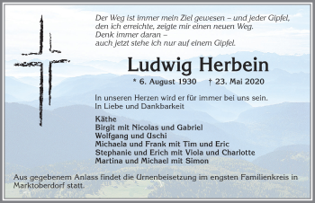 Traueranzeige von Ludwig Herbein von Allgäuer Zeitung, Marktoberdorf