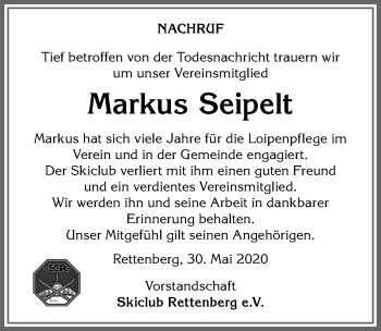 Traueranzeige von Markus Seipelt von Allgäuer Anzeigeblatt